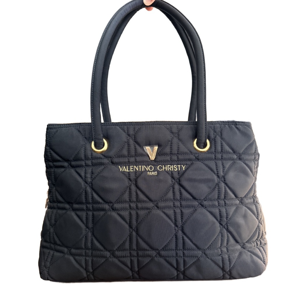 Valentino Christy Black Quilted 3 pocket Tote Bag - Like New